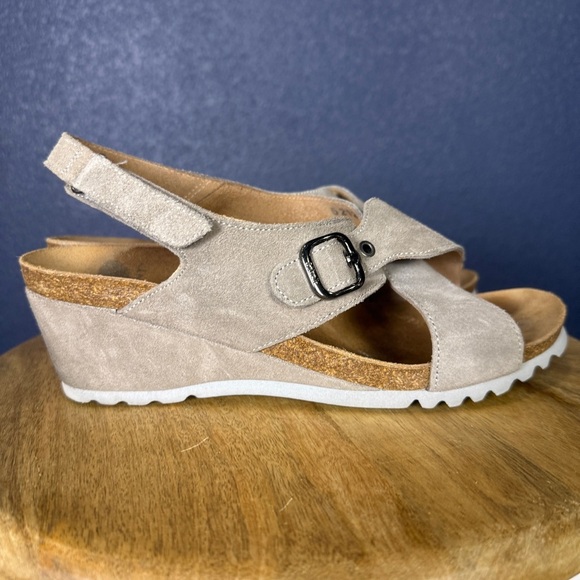 Scholl Bioprint Italian Taupe Wedge Sandals, size 41 - Picture 3 of 7
